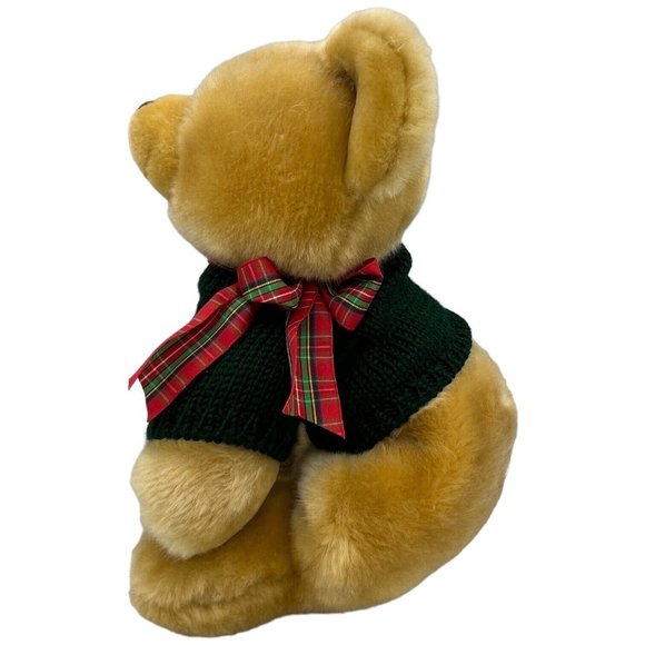 RBI Ron Banafato Bear Weighted Plush Holiday Sweater Plaid Bow Stuffed Animal - Picture 4 of 13